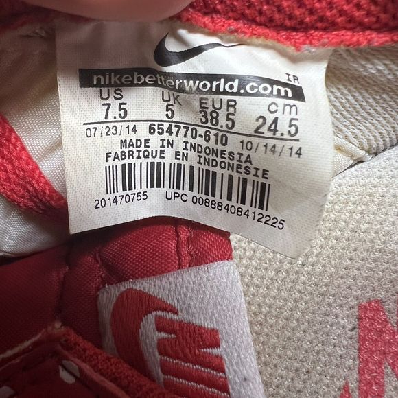 Nike 2014 Classic Cortez 654770-610 Red White Polka Dots Shoes Women’s Size 7.5 - Picture 8 of 9